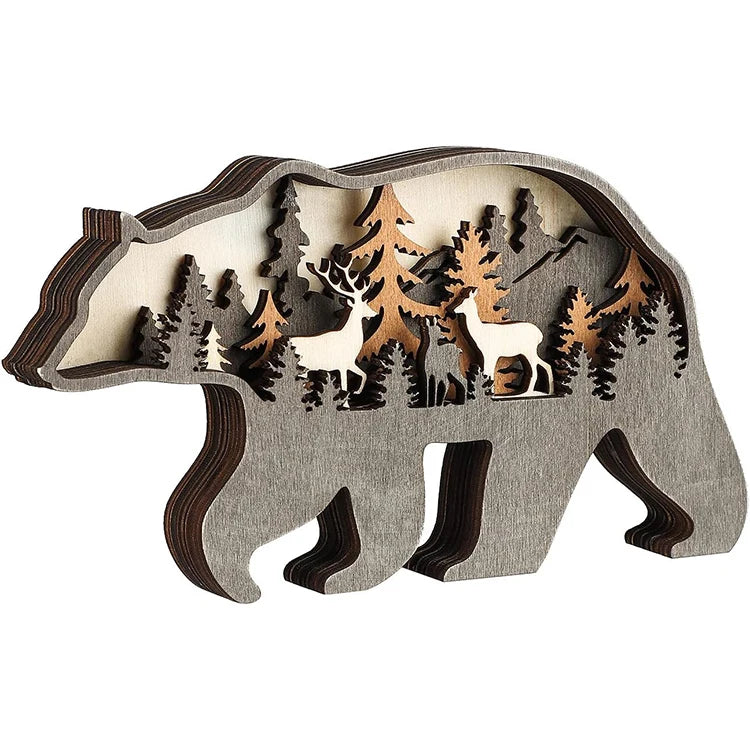 3D Holz Tierfigur Handgefertigte Dekoration