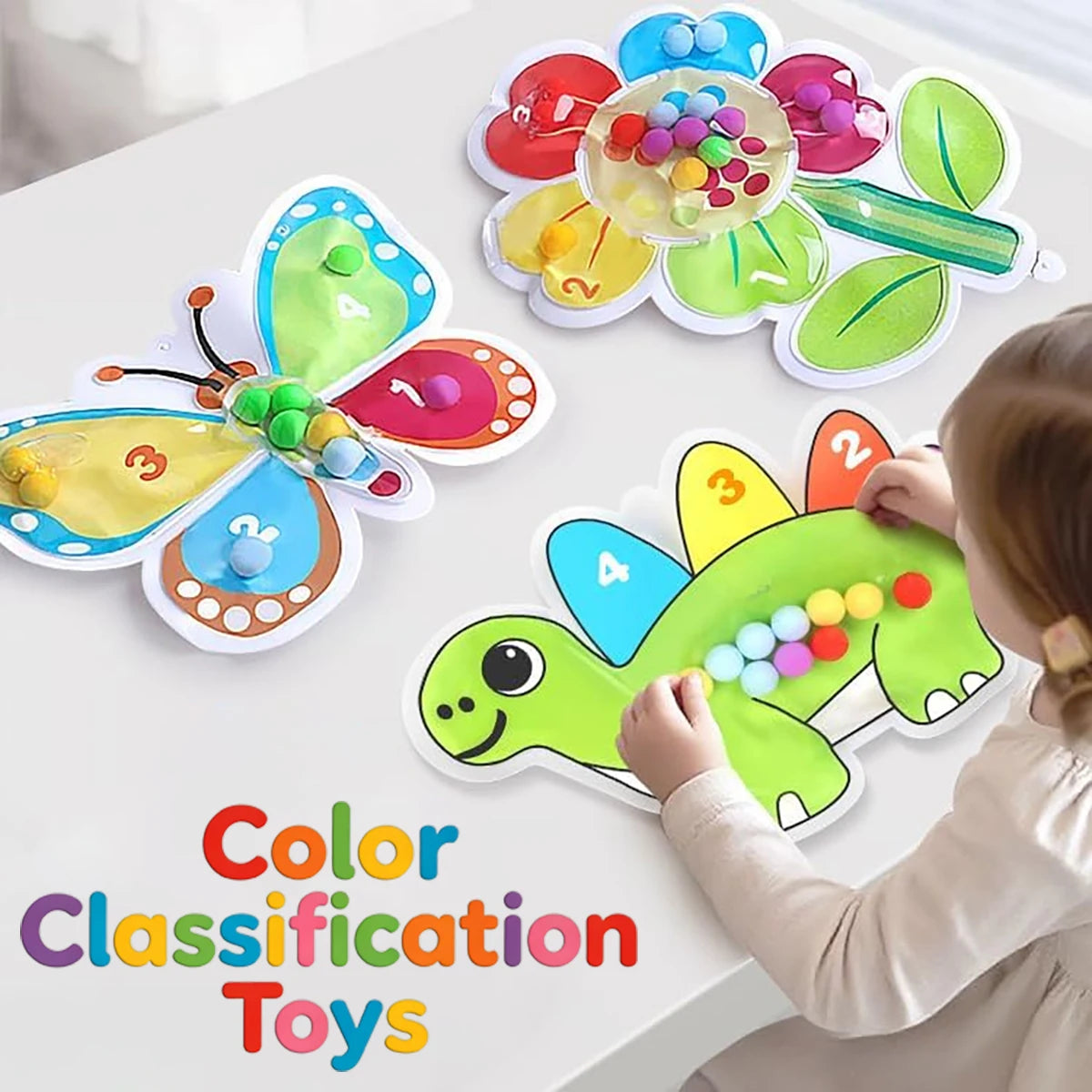Montessori Tiere Farbsortier-Sensorikspielzeug Lernspielzeug für Kinder Teenager Entspannungsgeschenk Feinmotorik-Förderung