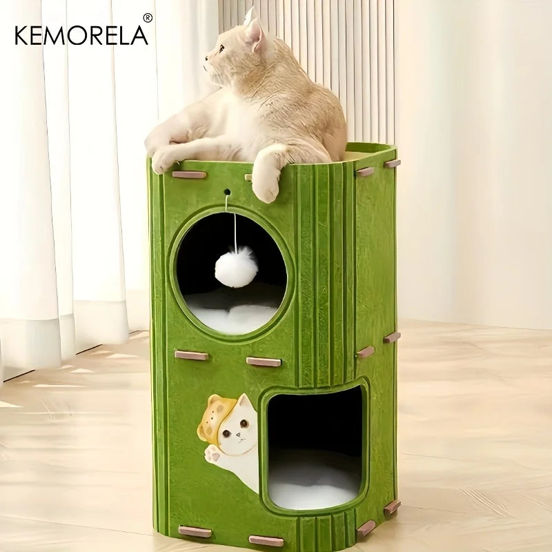 3D Tree-Shaped Cat Condo Large Space Pet Cat Tree with Scratching Posts &amp; Hanging Toys Felt Space-Saving Detachable for Cats Petoria Store