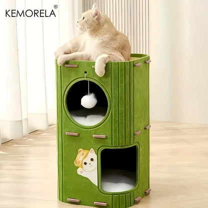 3D Tree-Shaped Cat Condo Large Space Pet Cat Tree with Scratching Posts &amp; Hanging Toys Felt Space-Saving Detachable for Cats Petoria Store