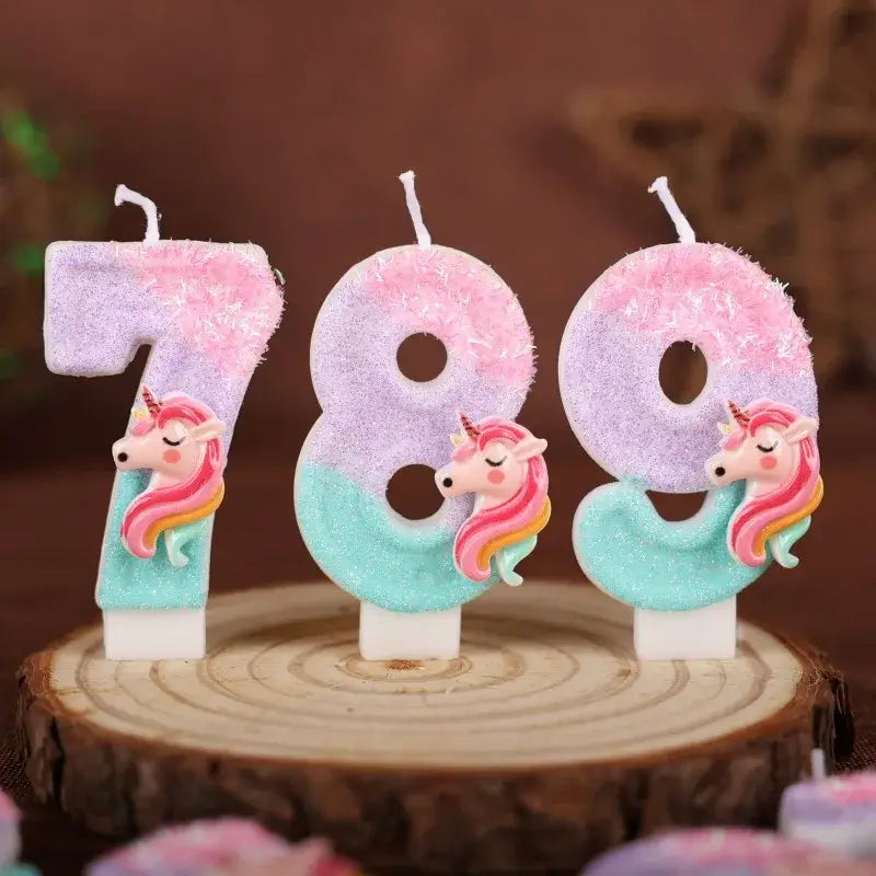 Einhorn Zahlenkerzen für Kindergeburtstag 0–9