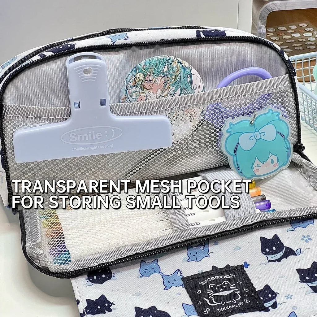 Niedliches Katzen-Federmäppchen, großes Fassungsvermögen, multifunktionale Aufbewahrung, Schreibwaren-Federmäppchen, Zubehör für den Schulanfang, Geschenk