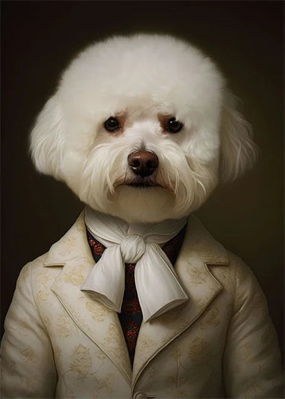 Animal Dog Portrait Art Canvas Painting Dog Dressed King Funny Posters and Prints Wall Art Pictures for Home Living Room Decor Petoria Store