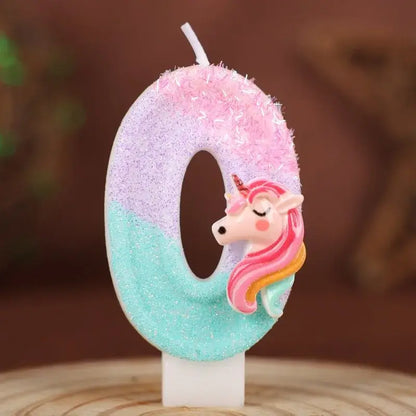 Einhorn Zahlenkerzen für Kindergeburtstag 0–9