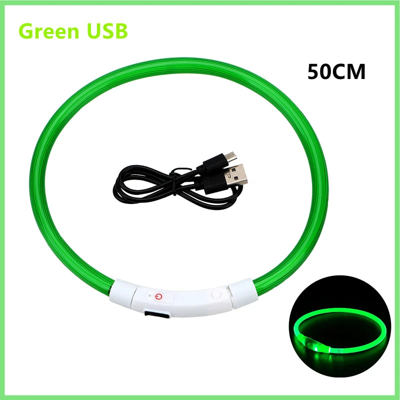 USB-Aufladbares Leuchtendes Halsband Verstellbares LED-Leuchthalsband für Große und Kleine Hunde Katzen Nachtlicht-Halsband Haustier-Sicherheitsgeschirr