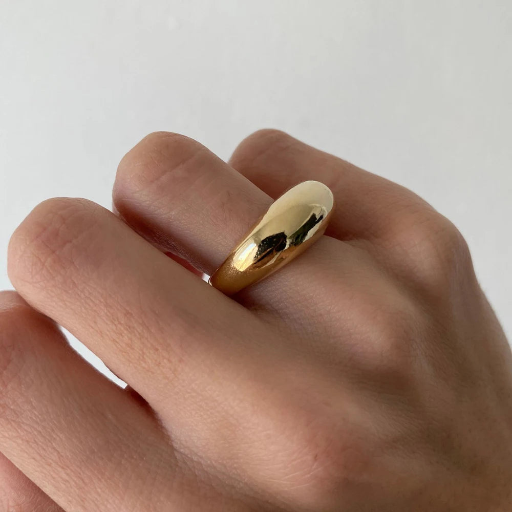 SUNIBI Modische einfache Edelstahlringe für Frauen, Bogenringe, Schmuck, Paar, Jahrestag, geometrischer Ring, Größe 5, 6, 7, 8, Schmuck