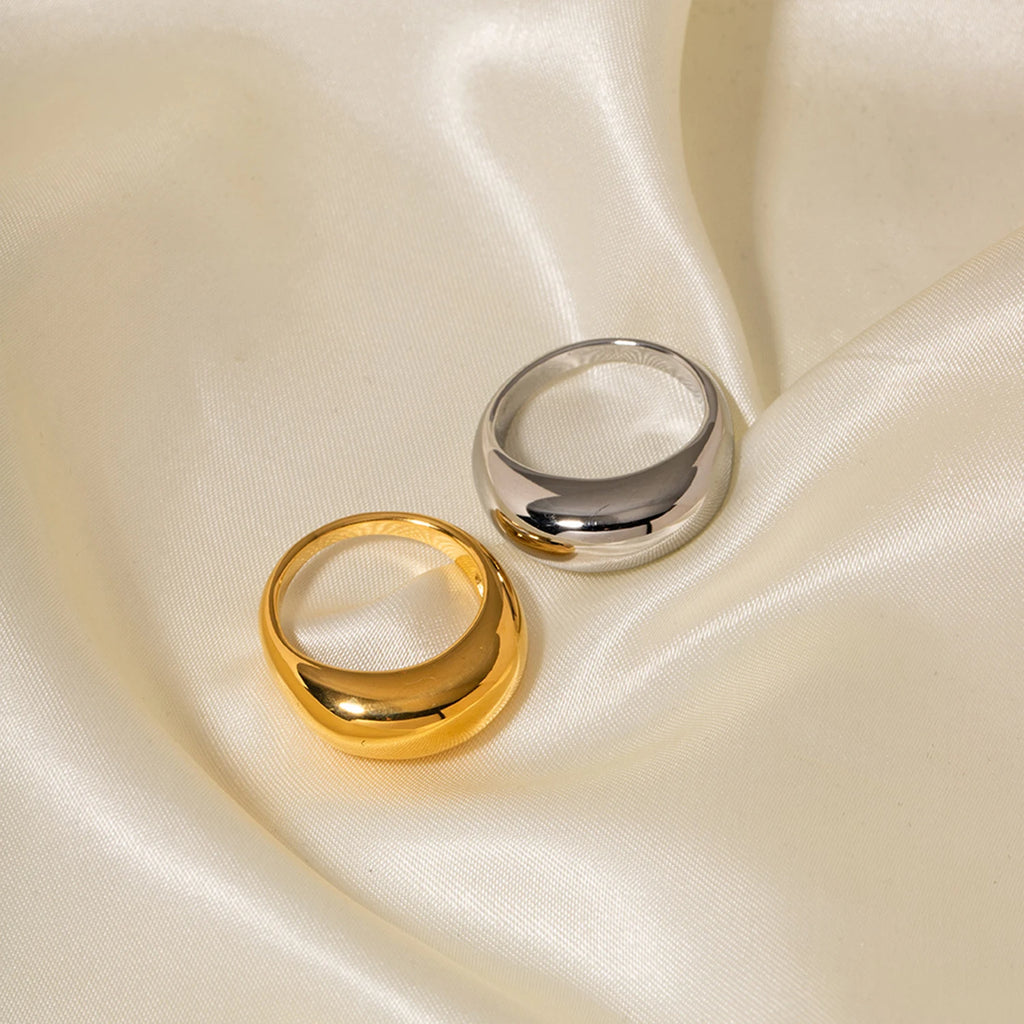 SUNIBI Modische einfache Edelstahlringe für Frauen, Bogenringe, Schmuck, Paar, Jahrestag, geometrischer Ring, Größe 5, 6, 7, 8, Schmuck