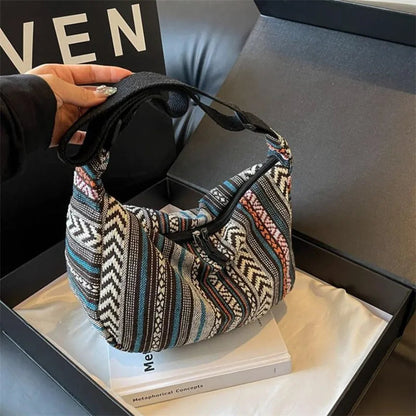 Crossbody Bags Tribal Style Shoulder Bag, Foldable Crossbody Striped Pattern, Flag Theme Hand Washable Edge Painted Lining Petoria Store