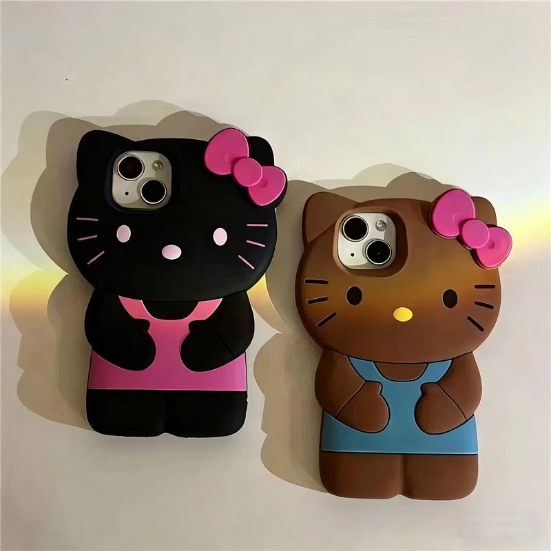 Bowknot Kitty Cat 3D Silikon Soft Phone Case für iPhone 17 Pro Max 16 15 14 Plus 13 Mini 12 11 7 8 4 4S 5 5S X XR SE