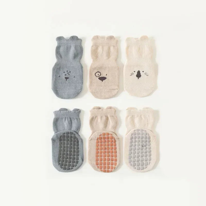 3/5 Paar rutschfeste Bodensocken mit bezauberndem Tiermuster für Babys, atmungsaktive Freizeitsocken für Jungen und Mädchen, Kinder-Indoor-Aktivitäten