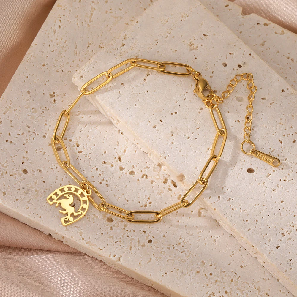 Dawapara Glücks-Hufeisen-Armband, Edelstahl, Hufeisen-Charm-Armband für Männer und Frauen, Reitgeschenke für Pferdeliebhaber
