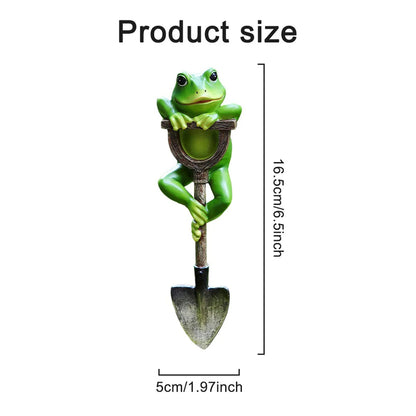 Frog Garden Statue Lawn Ornament Cute Frog Figurines on Shovel Ornament for Outdoor Patio Yard Decorations Petoria Store