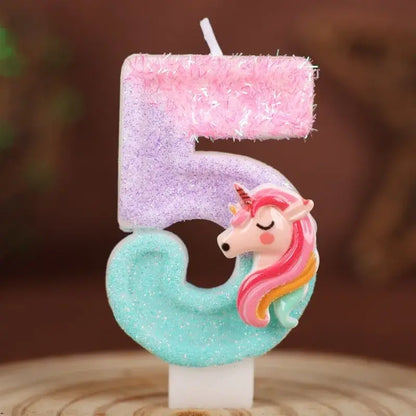 Einhorn Zahlenkerzen für Kindergeburtstag 0–9