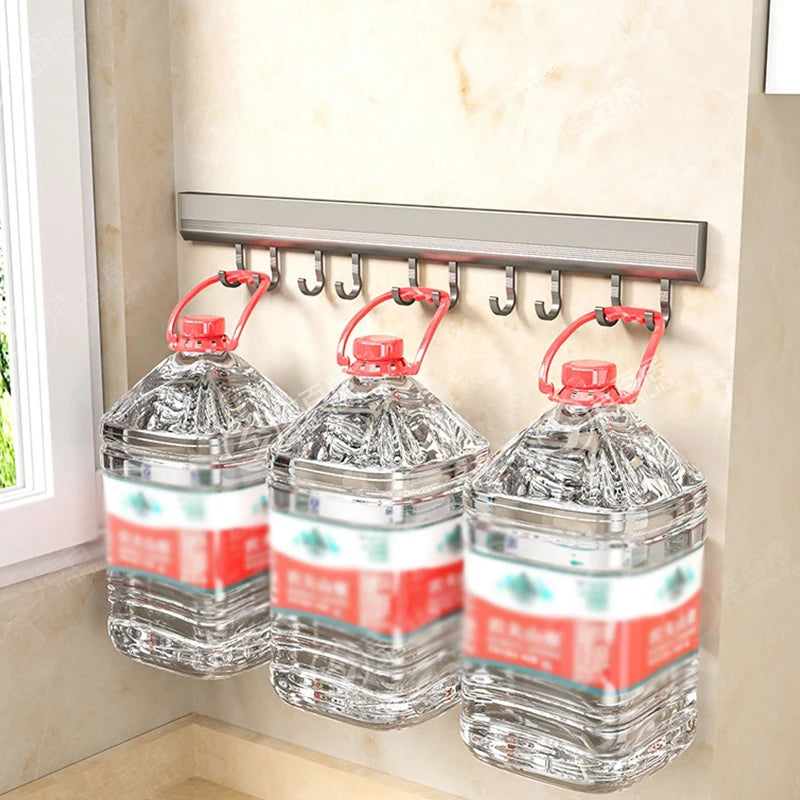 Küche Lagerung Rack Aluminium Legierung Haken Rack Wand Montiert Küche Utensil Lagerung Rack Bad Robe Handtuch Aufhänger