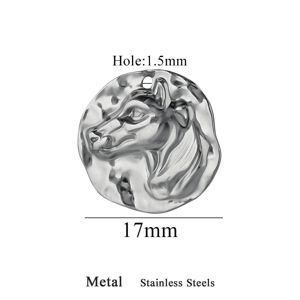 5 Stück Edelstahl-Anhänger, vergoldet, für die Schmuckherstellung, runde böse Tiere, Anhänger für DIY-Halsketten, Ohrringe, Armbänder, Zubehör