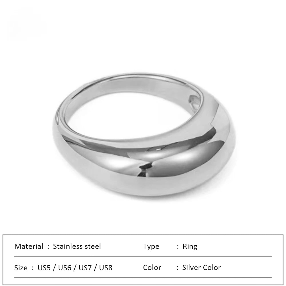 SUNIBI Modische einfache Edelstahlringe für Frauen, Bogenringe, Schmuck, Paar, Jahrestag, geometrischer Ring, Größe 5, 6, 7, 8, Schmuck