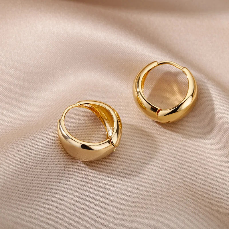 Herz Edelstahl Ohrringe für Frauen Zirkon Gold Farbe Creolen Ästhetische Wasserdichte Ohr Piercing Schmuck Zubehör