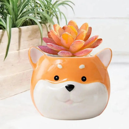Flower Pot Ceramic Cartoon Animal Flower Pot Cute Dog Series Cartoon Succulent Flower Pot Home Gardening Pot Plant Petoria Store