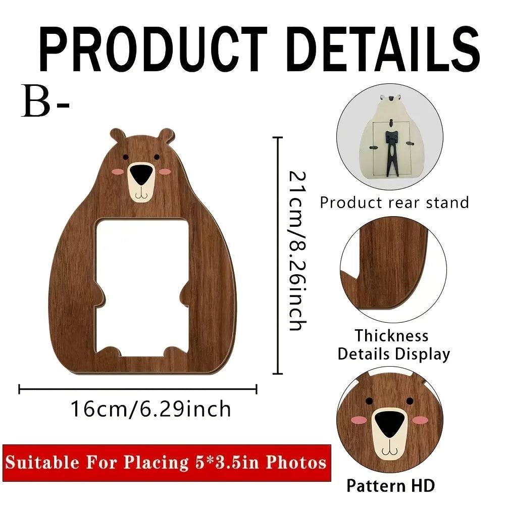 Cute Animal Shaped Wooden Photo Frame Cat Bear Design Desktop Picture Frame Home  Photo Display Ornament Housewarming Birthday Petoria Store