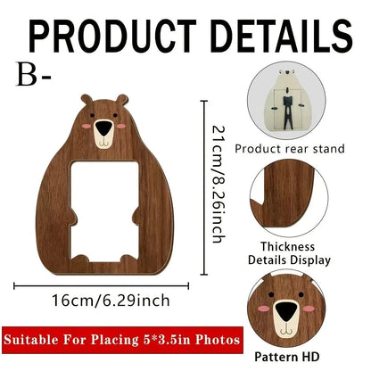Cute Animal Shaped Wooden Photo Frame Cat Bear Design Desktop Picture Frame Home  Photo Display Ornament Housewarming Birthday Petoria Store