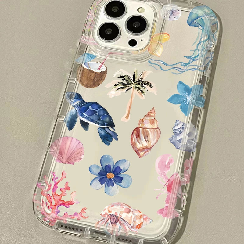 Blaue Ozean-Tiere-Handyhülle für Oppo Realme C55 C53 C35 C33 C30 10 9i 8 Narzo 50 Pro Plus 4G 5G, klare Rückseite