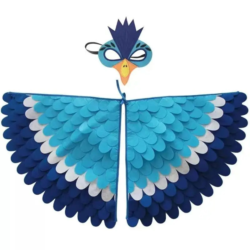 Tier-Pfau-Vogel-Umhang-Maske 2-teilig Anime Cosplay Halloween-Kostüme Karnevalskleidung Weihnachtsoutfits