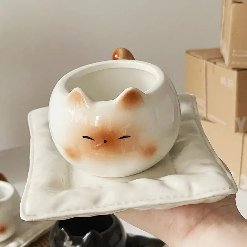 Katzen Keramiktasse – Niedliche Kaffeetasse mit Katzenmotiv