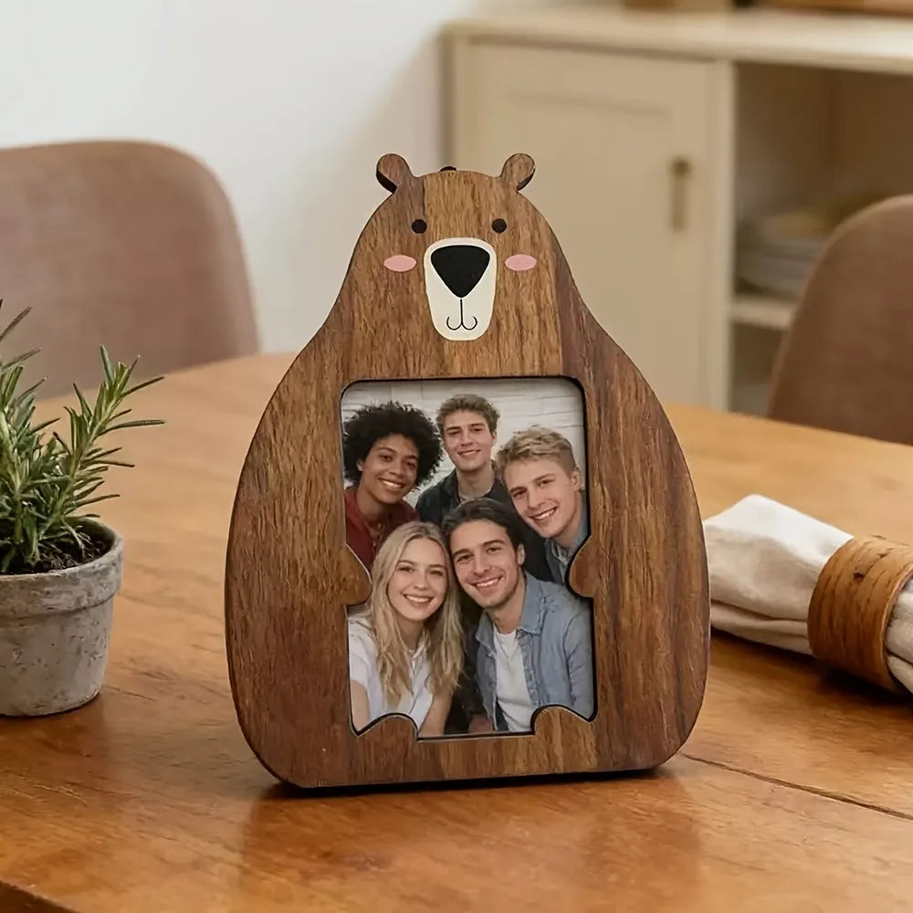 Cute Animal Shaped Wooden Photo Frame Cat Bear Design Desktop Picture Frame Home  Photo Display Ornament Housewarming Birthday Petoria Store
