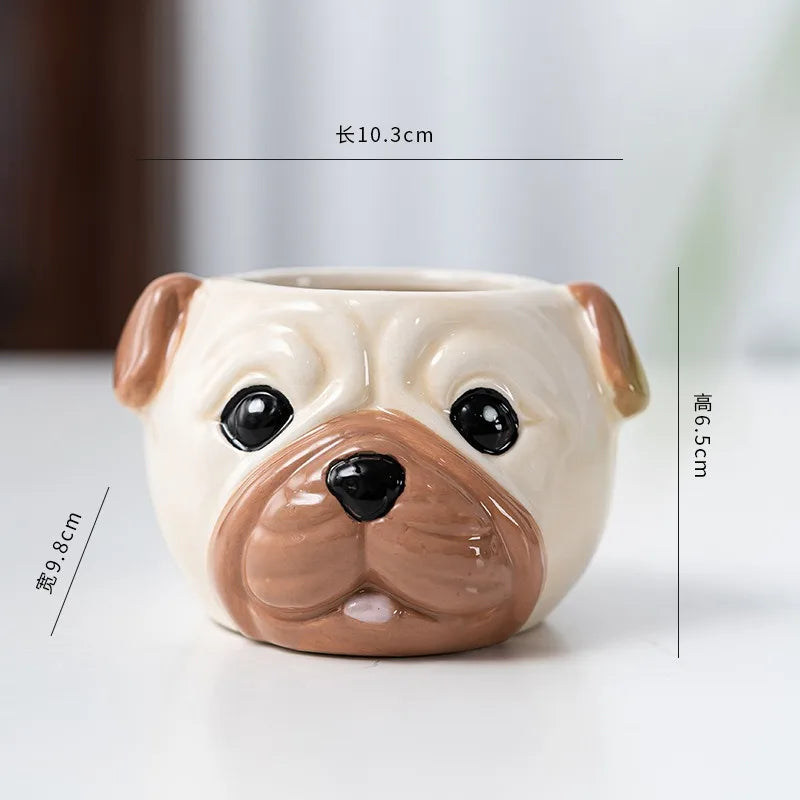 Flower Pot Ceramic Cartoon Animal Flower Pot Cute Dog Series Cartoon Succulent Flower Pot Home Gardening Pot Plant Petoria Store