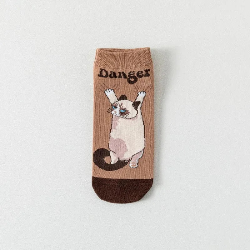 1/5 Paar lustige Tiersocken für Damen und Mädchen, niedliche Katzensocken, bunte, lustige Socken für Tierliebhaber, atmungsaktive Baumwollsocken