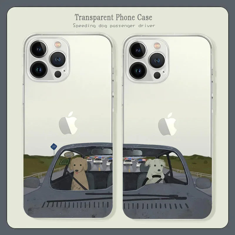 Lustige Cartoon Hund Telefon Fall Für iPhone 13 12 11 14 15 16 Pro Max Mini X XS 7 8 Plus SE Tiere Silikon Weiche Paar Abdeckung Fundas