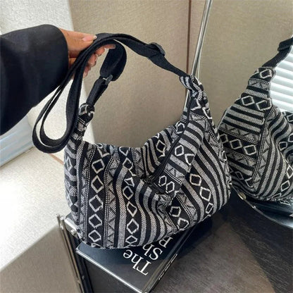 Crossbody Bags Tribal Style Shoulder Bag, Foldable Crossbody Striped Pattern, Flag Theme Hand Washable Edge Painted Lining Petoria Store