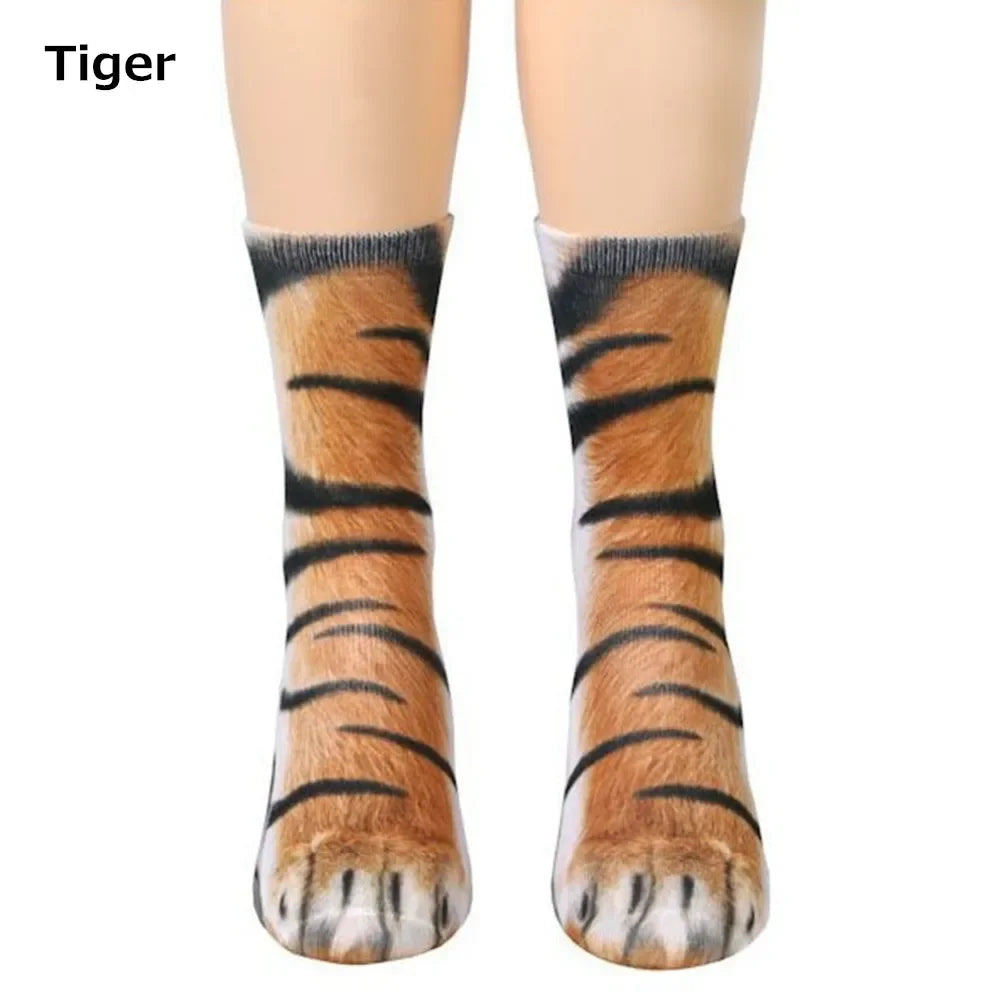 Unisex Erwachsene 3D-Druck Tierpfoten Socken Kreative lustige Katze Hund Dinosaurier Tigerpfoten Socken Neuheit Socken Gag Weihnachtsgeschenke