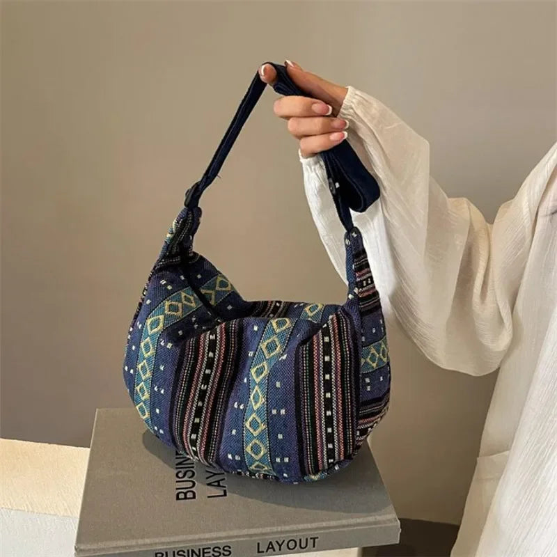 Crossbody Bags Tribal Style Shoulder Bag, Foldable Crossbody Striped Pattern, Flag Theme Hand Washable Edge Painted Lining Petoria Store