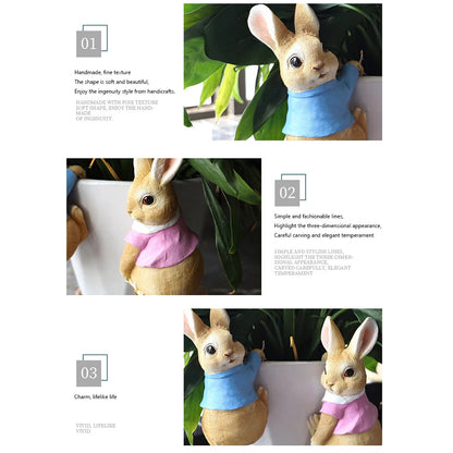 Cute Rabbit Figurine Decoration Garden Supplies Resin Flower Pot Pendant Craft Handicraft  Gifts for Garden Flowers Pot Petoria Store