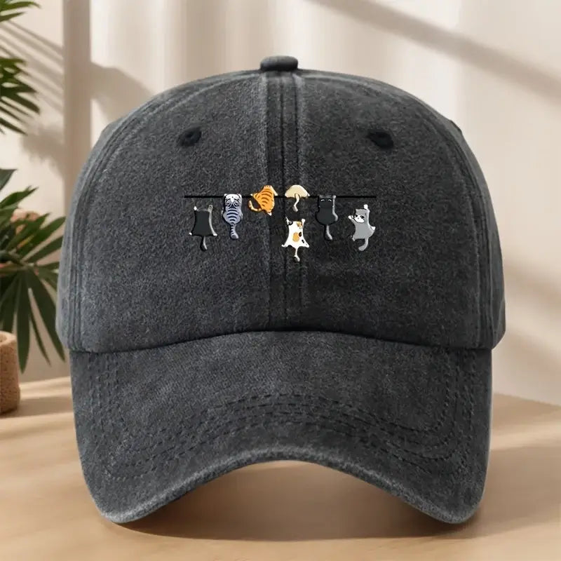 Katzen Baseballkappe – Vintage Unisex Cap mit Stickerei