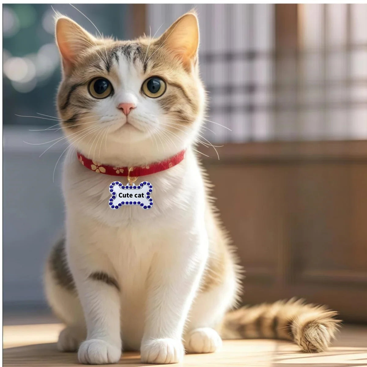 VIP Personalisierter Adressnummer-Hundehalsbandanhänger, Anpassbare Gravierte Haustier-ID-Marke für Hund und Katze, Bronze-Namensschild