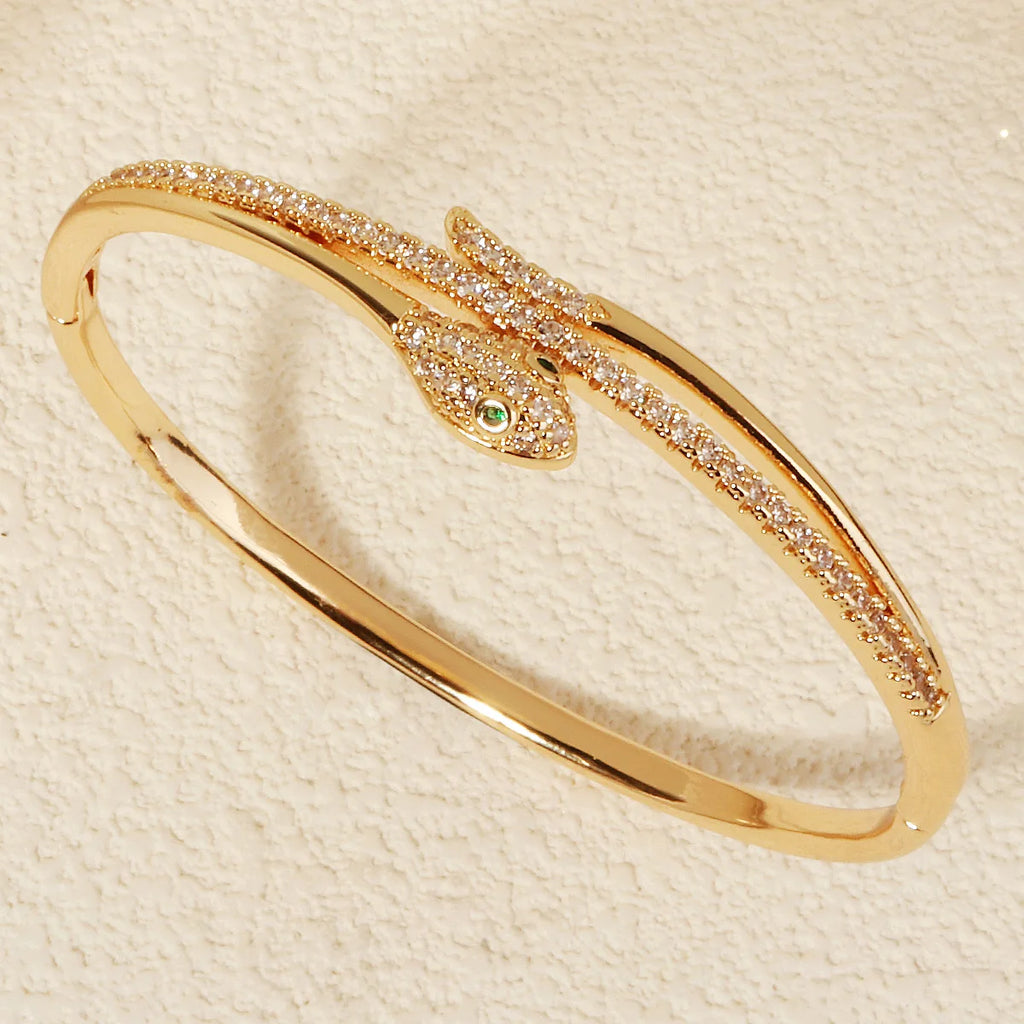 Trendy Edelstahl Goldene Schlange Eule Zirkonia Armband Für Frauen Klassische Tiere Armreifen Schmuck Zubehör Sommer Als Geschenk