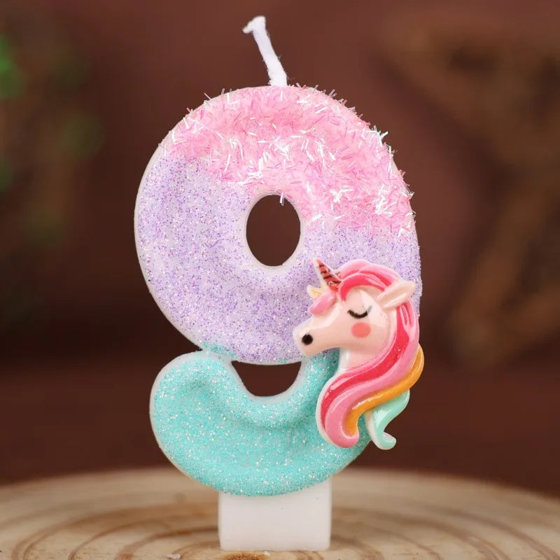 Einhorn Zahlenkerzen für Kindergeburtstag 0–9