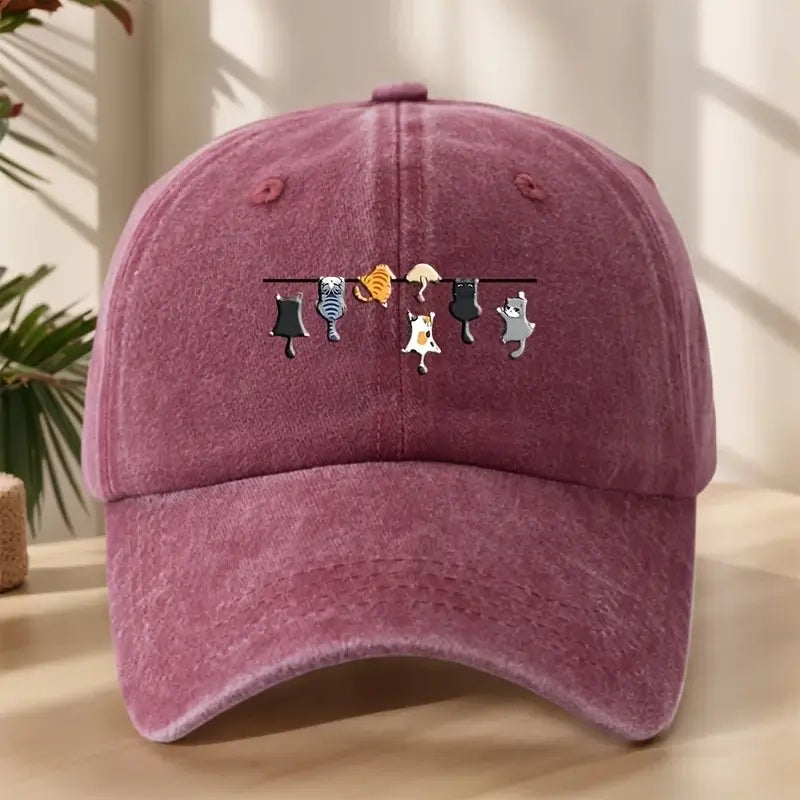 Katzen Baseballkappe – Vintage Unisex Cap mit Stickerei