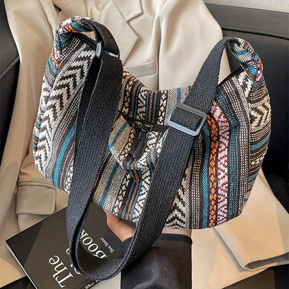 Crossbody Bags Tribal Style Shoulder Bag, Foldable Crossbody Striped Pattern, Flag Theme Hand Washable Edge Painted Lining Petoria Store