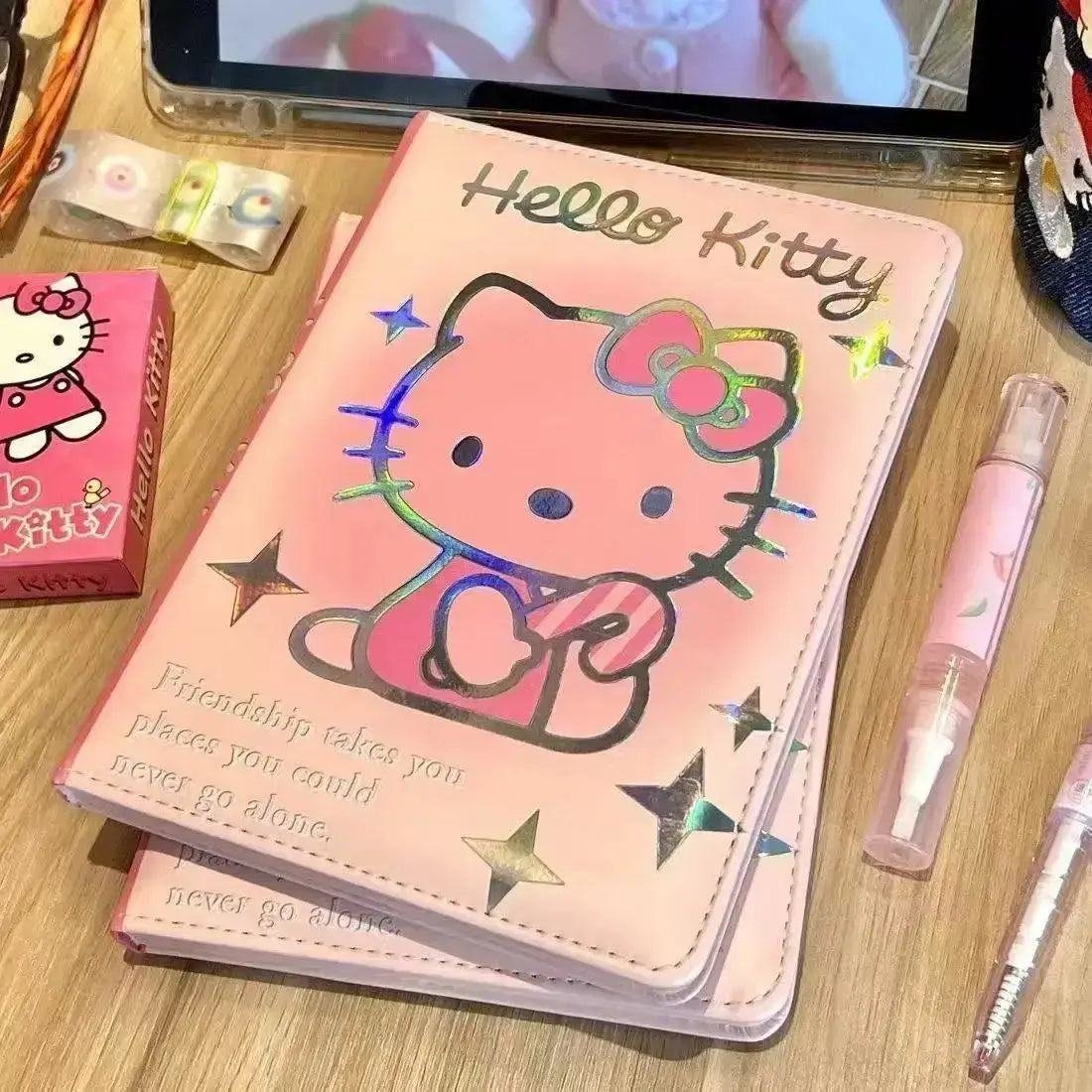 Kitty Dream Notizbuch im Hello Kitty Design mit bunten Sternen und Spruch für Katzenliebhaber.