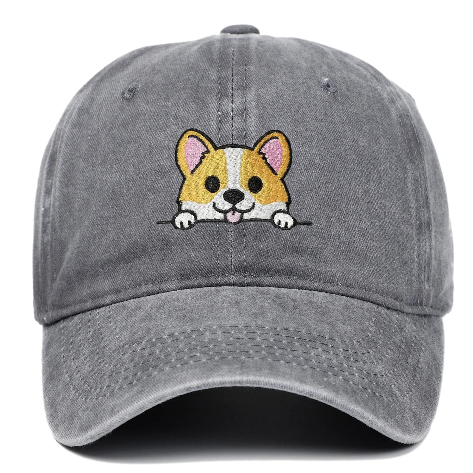 Stickerei Kappe Cartoon Corgi Hund Baseball Caps Mode Sommer Zubehör Sonnenschutz Hut Unisex Weiche Gewaschene Top Cap Flut Hüte