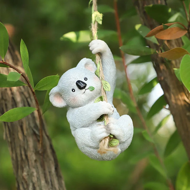 Creative Resin Animal Hanging Garden Ornaments - Koala &amp; Orangutan Mini Figurines Decor for Lawn Garden Yard Terrace Patio Tree Petoria Store
