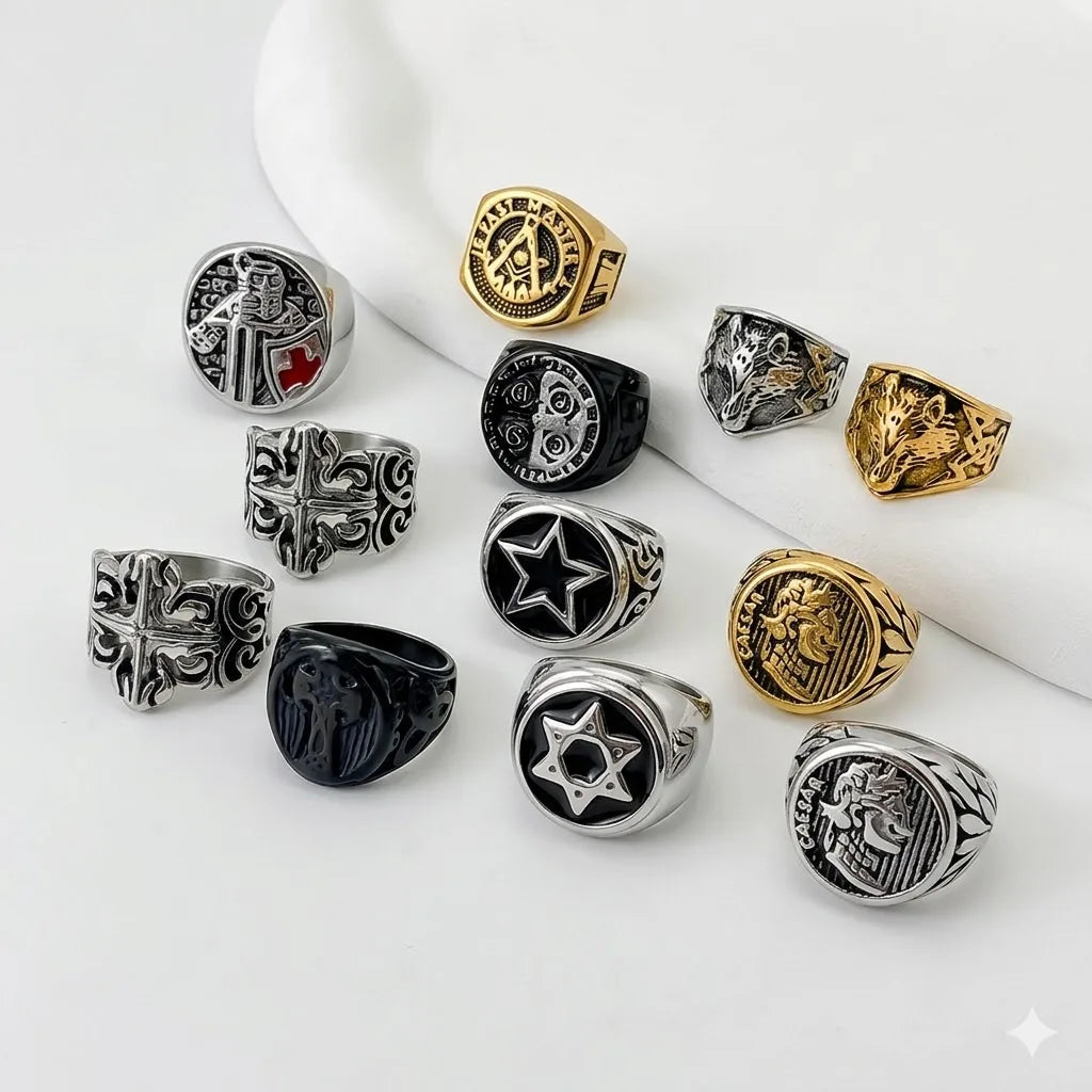 Edelstahl Vintage Ring Herren Klassischer Schmuck
