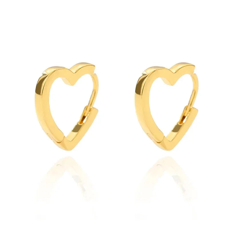 Herz Edelstahl Ohrringe für Frauen Zirkon Gold Farbe Creolen Ästhetische Wasserdichte Ohr Piercing Schmuck Zubehör