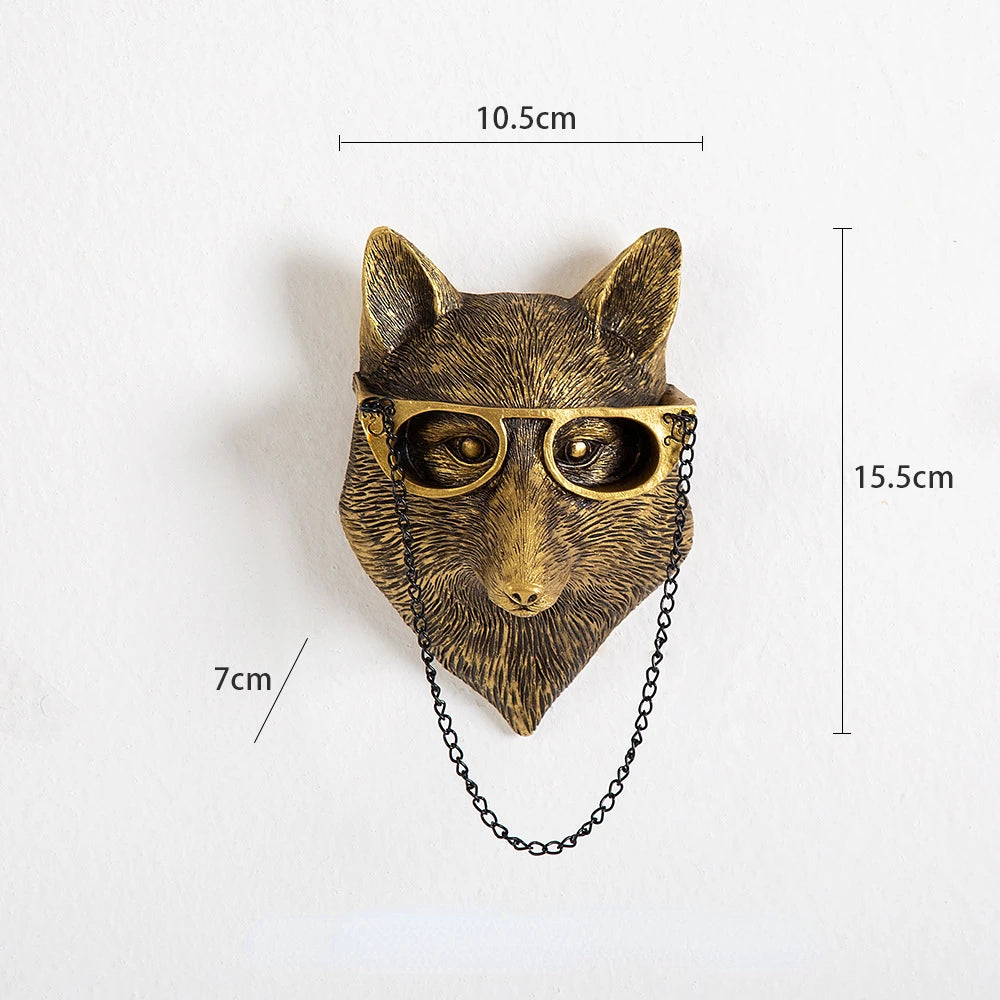 Antique Bronze Resin Animal Pendant Golden Deer Head Wall Storage Hook Up Background Wall Accessories Decorative Figurines Petoria Store