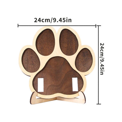 ♤Paw-Shaped Pet Photo Frame - Wooden Multi-Photo Display with Collar Holder for Cat/Dog Lovers Petoria Store