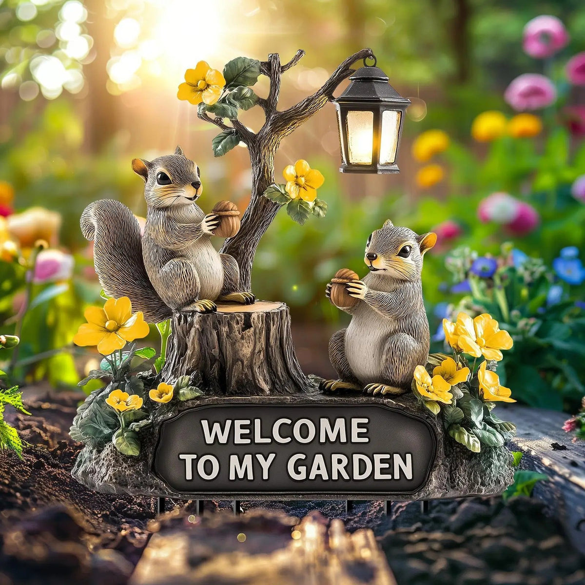 Squirrel Decorative Garden Stake 2D Planter Pot Decor for Bonsai Courtyard Petoria Store