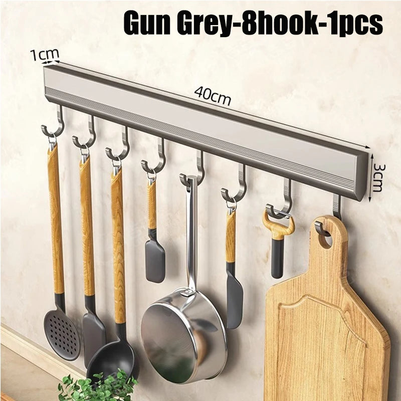 Küche Lagerung Rack Aluminium Legierung Haken Rack Wand Montiert Küche Utensil Lagerung Rack Bad Robe Handtuch Aufhänger